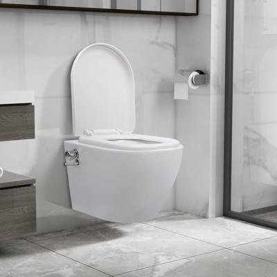 VidaXL Hangend toilet randloos met bidetfunctie keramiek wit VidaXL Hangend toilet randloos met bidetfunctie keramiek wit
