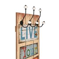 Wandkapstok met 6 haken LIVE LIFE 120x40 cm - thumbnail