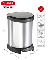 Curver pedaalemmer decobin ovaal 5l zilver - thumbnail