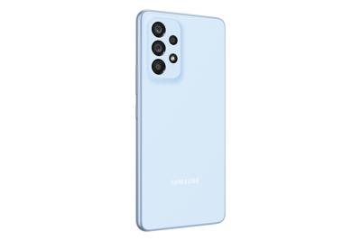Samsung Galaxy A53 5G Android Smartphone Infinity-O FHD+ Super AMOLED 6,5 inch-scherm, 6 GB RAM en 128 GB uitbreidbaar intern geheugen, batterij 5000 mAh, blauw (Awesome Blue) [Italiaanse versie].