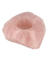 Waxinelichthouder Edelsteen Rozenkwarts Gepolijste Bovenkant (ca. 10 cm) - thumbnail