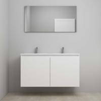 On-Line Badkamermeubelset - 120 cm - Voorgemonteerd - Greeploos 2 Deuren - Acryl Wastafel - 2 Kraangaten - Spiegel - Mat Wit - thumbnail