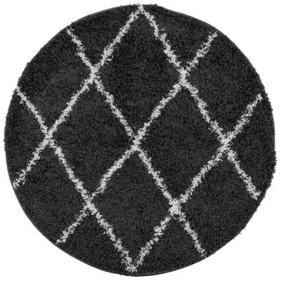 VidaXL Vloerkleed pamplona shaggy hoogpolig ø 120 cm zwart en crème