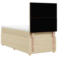 Boxspring met matras stof crèmekleurig 90x200 cm - thumbnail