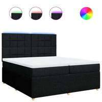 Boxspring met matras stof zwart 200x200 cm - thumbnail