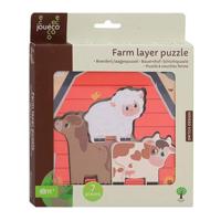 Joueco houten lagenpuzzel boerderij, 7st. - thumbnail