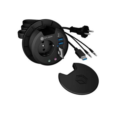 ICY BOX IB-HUB1430-CR, 3 Port USB 3.0 Tisch-Hub und Card Reader mit Audio Ein-/Ausgang USB 3.2 Gen 1-hub 5 poorten Zwart ICY BOX IB-HUB1430-CR, 3 Port USB 3.0 Tisch-Hub und Card Reader mit Audio Ein-/Ausgang USB 3.2 Gen 1-hub 5 poorten Zwart