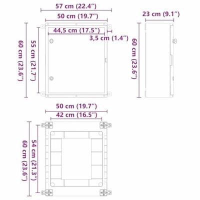 VidaXL Bedieningskast grijs 50 x 22 x 60 cm abs kunststof VidaXL Bedieningskast grijs 50 x 22 x 60 cm abs kunststof