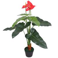 VidaXL Kunst anthurium plant met pot 90 cm rood en geel - thumbnail