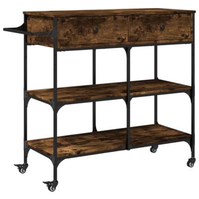 Keukentrolley 105x42x95 cm bewerkt hout gerookt eikenkleurig