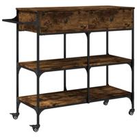 Keukentrolley 105x42x95 cm bewerkt hout gerookt eikenkleurig - thumbnail