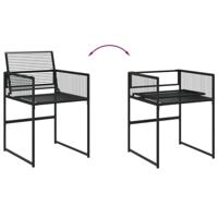 Tuinstoelen 4 st poly rattan zwart - thumbnail
