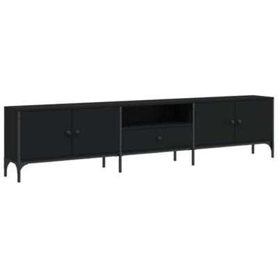 Tv-meubel met lade 200x25x44 cm bewerkt hout zwart