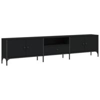 Tv-meubel met lade 200x25x44 cm bewerkt hout zwart - thumbnail