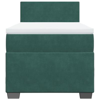Boxspring met matras fluweel donkergroen 140x190 cm - thumbnail