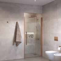 Sanivo Suno Nisdeur draaideur 100 cm Geborsteld Brons Helder Glas 8 mm Nano - thumbnail