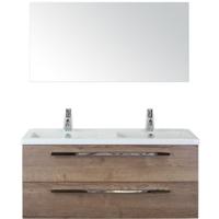 Seville Badmeubelset 120 cm - 2 Laden Tabacco - Wastafel Djazz Dubbel met Spiegel - thumbnail