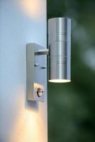 Lucide ARNE-LED IR - Wandspot / Wandlamp Binnen/Buiten - Ø 6,3 cm - LED - GU10 - 2x5W 2700K - IP44 - Beweging & dag/nacht sensor - Mat chroom - thumbnail
