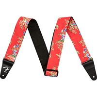 Fender Hawaiian Strap Red Floral gitaarband - thumbnail