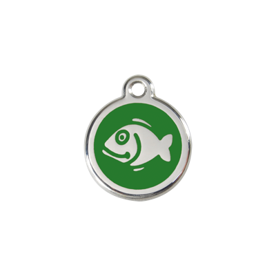 Fish Green roestvrijstalen kattenpenning small/klein dia. 2 cm RedDingo - Reddingo