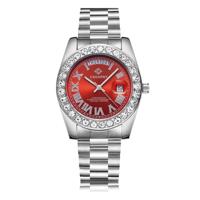 CAGARNY 6866 Fashion Life waterdichte zilveren stalen band quartz horloge (rood) - thumbnail