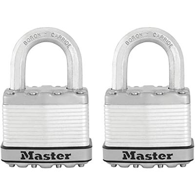 Masterlock 2 x 50mm keyed alike padlocks with treated steel body for weather resi - M5EURT Masterlock 2 x 50mm keyed alike padlocks with treated steel body for weather resi - M5EURT