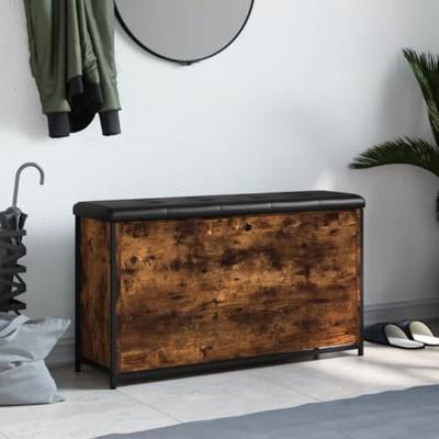 Schoenenbankje met klaplade 102x32x56 cm gerookt eikenkleurig Schoenenbankje met klaplade 102x32x56 cm gerookt eikenkleurig