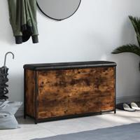 Schoenenbankje met klaplade 102x32x56 cm gerookt eikenkleurig - thumbnail