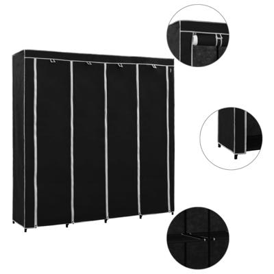 VidaXL Kledingkast met 4 vakken 175x45x170 cm zwart VidaXL Kledingkast met 4 vakken 175x45x170 cm zwart