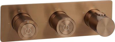 Ben Engraved Line thermostaat afbouwdeel met omstelrichting geborsteld koper pvd-coating