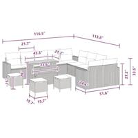 Tuinbankenset 14 pcs Zwart poly rattan - thumbnail