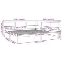 Bed met boekenkast zonder matras grenenhout wit 200x200 cm - thumbnail
