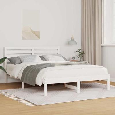 Bedframe met hoofdeinde Wit 140 x 190 cm Massief grenenhout