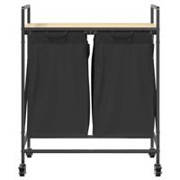 Wasmand 2 vakken met planken sonoma eikenkleurig - thumbnail