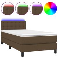 Boxspring met matras en LED stof donkerbruin 100x200 cm - thumbnail