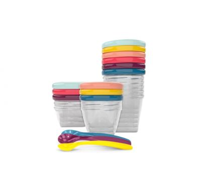 Set van 12 hermetisch afgesloten bakjes + 3 soepele lepels BABYMOOV Babydols Multi Set meerdere kleuren - thumbnail