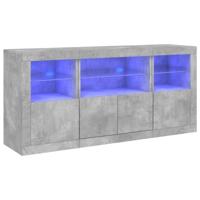 Dressoir met LED-verlichting 142,5x37x67 cm betongrijs - thumbnail