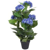 VidaXL Kunst hortensia plant met pot 60 cm blauw - thumbnail