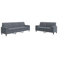 3-delige Loungeset met kussens en bolsters fluweel donkergrijs - thumbnail