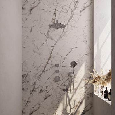 Brauer Chrome Edition Thermostatische Regendoucheset Inbouw - Hoofddouche 30 cm - Rechte Wandarm - Handdouche 3 Standen - Doucheslang - Wandaansluitbocht - Chroom