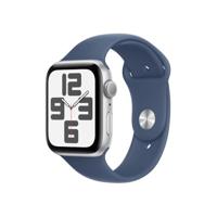 Apple Watch SE (2e gen.) GPS 44 mm Smartwatch - Kast van zilverkleurig aluminium - Denim sportbandje (M/L). Conditie en slaap bijhouden, ongelukdetectie, hartritme monitoren, Retina-display - thumbnail