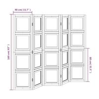 Kamerscherm met 5 panelen massief paulowniahout wit - thumbnail