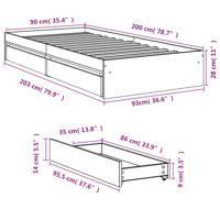 Bedframe met lades bewerkt hout sonoma eikenkleurig 90x200 cm - thumbnail