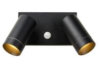 Lucide TAYLOR - Wandspot / Wandlamp Binnen/Buiten - 2xGU10 - IP54 - Bewegingssensor - Zwart - thumbnail