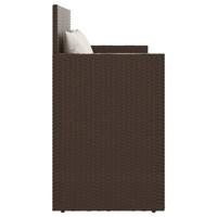 Tuinbank met kussens poly rattan bruin - thumbnail