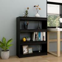 Boekenkast/kamerscherm 100x30x103 cm massief grenenhout zwart - thumbnail