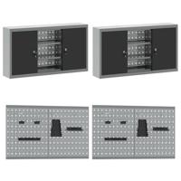 Werkbankset met plank 8 pcs Grijs 200 x 55 x 200 cm Staal - thumbnail