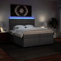Boxspring met matras kunstleer grijs 200x200 cm - thumbnail