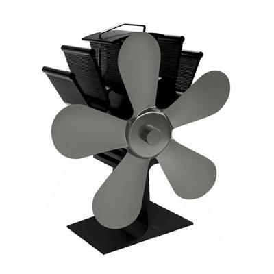 YL602 5-Blade hoge temperatuur metalen warmte aangedreven open haard kachel fan (grijs)