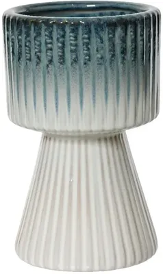 Bloempot keramiek Ø12x19.5cm blauw/wit
